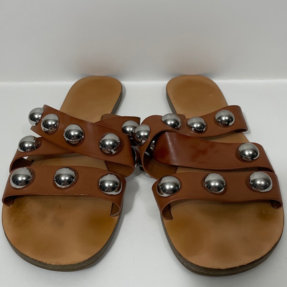 Marc Fisher Bryte2 Leather Open Toe Slide Sandals